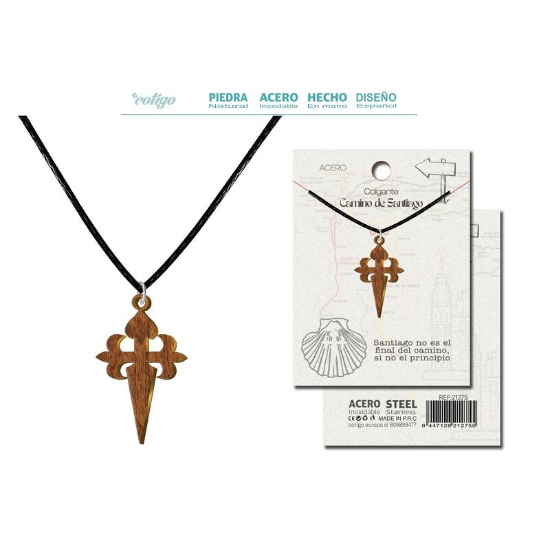 Colgante Cruz Santiago Madera - Coleccion Provincias (Galicia) ·